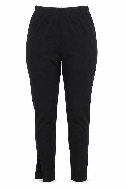 Front view of PRETTYLITTLETHING women’s black jogger leggings, size UK 10, 33-inch leg
