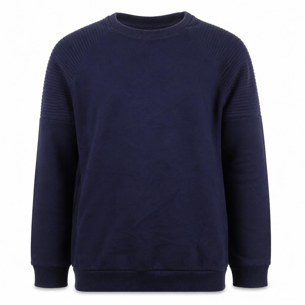 Front view of George boys’ blue cotton pullover sweatshirt, size 7-8, years pullover