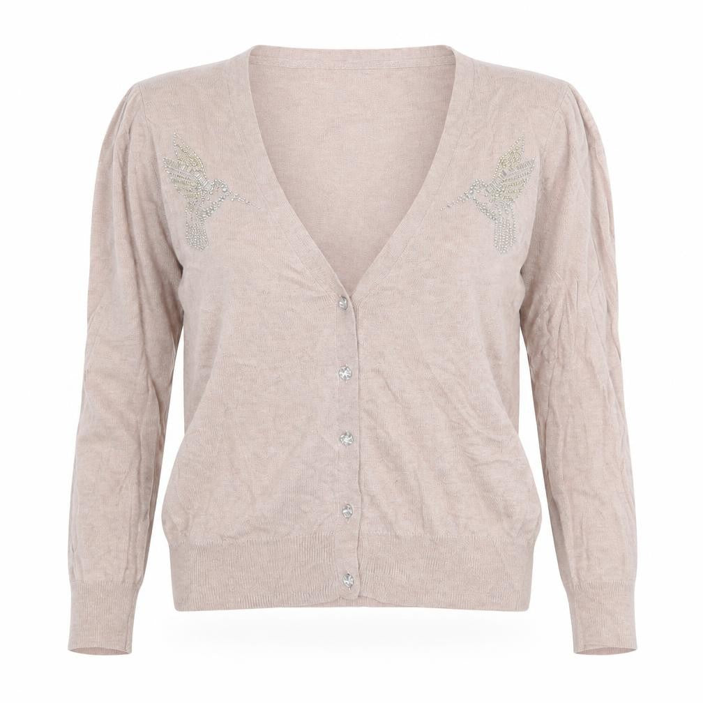 Definitions Womens Pink V-Neck  Nylon Cardigan Jumper Size 12   - Birds