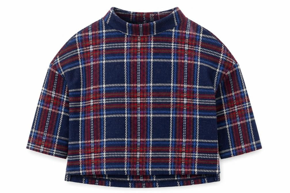 Front view of Next girls’ blue check polyester pullover sweatshirt, size 3, years pullover - red