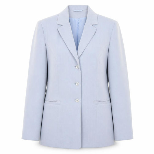 Front view of NL Collection women’s blue polyester jacket blazer, size UK 14