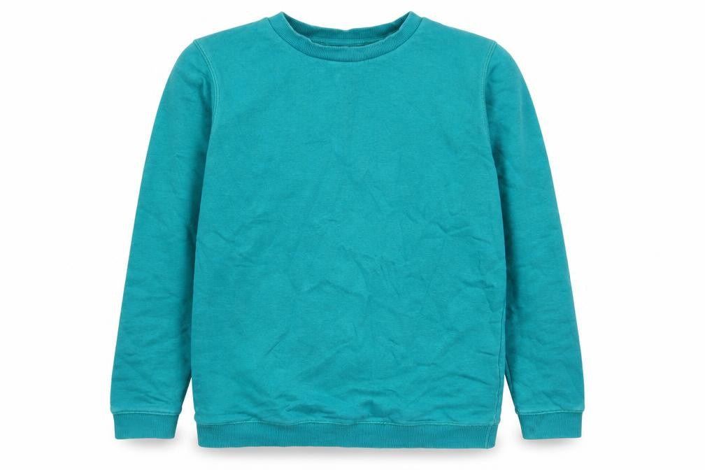 Front view of Tu boys’ blue cotton pullover sweatshirt, size 11, years
