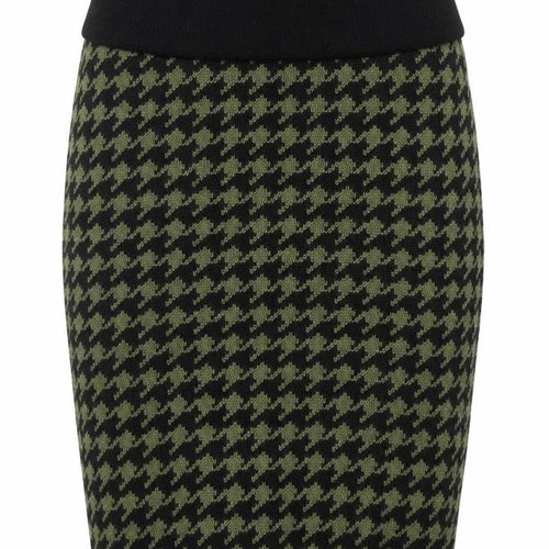 Takara Womens Green Houndstooth Acrylic Bandage Skirt Size M
