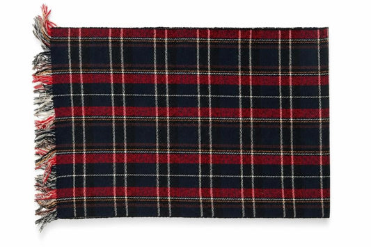 Front view of Preworn women’s blue check polyester shawl/wrap