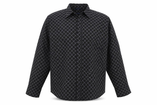 Front view of Freeport men’s black polyester button-up, size XL, collared