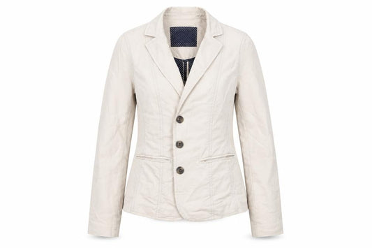 Front view of Maine New England women’s beige jacket, size UK 10, button