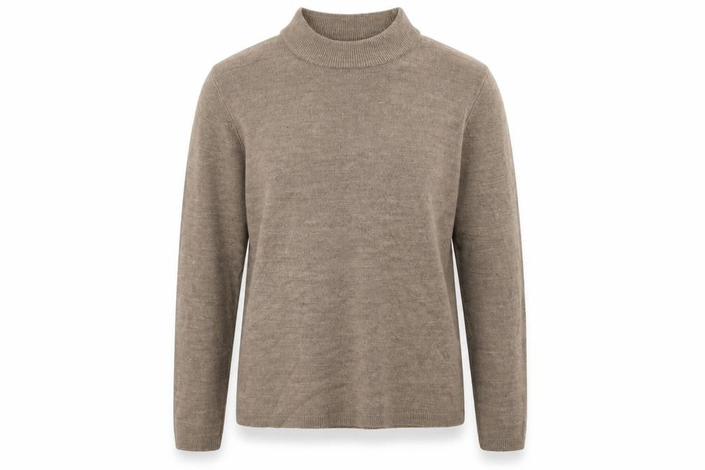 Front view of Matalan women’s brown acrylic pullover sweatshirt, size UK 16, pullover