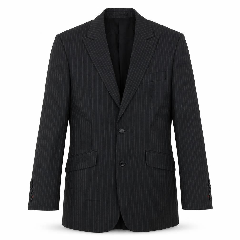 Front view of New Look women’s grey striped jacket blazer, size UK 36, button