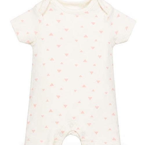 M&S Baby White Geometric Cotton Romper One-Piece Size 0-3 Months  Snap
