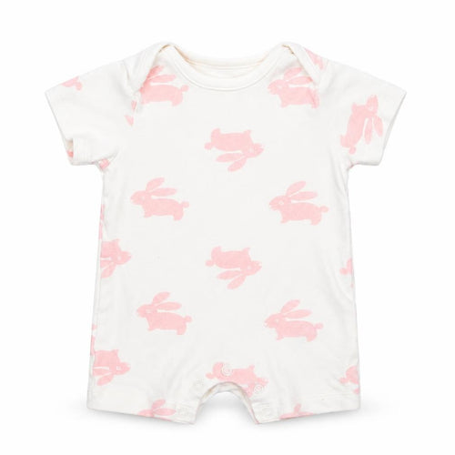 M&S Baby White Geometric Cotton Romper One-Piece Size 0-3 Months  Snap - Bunny Print