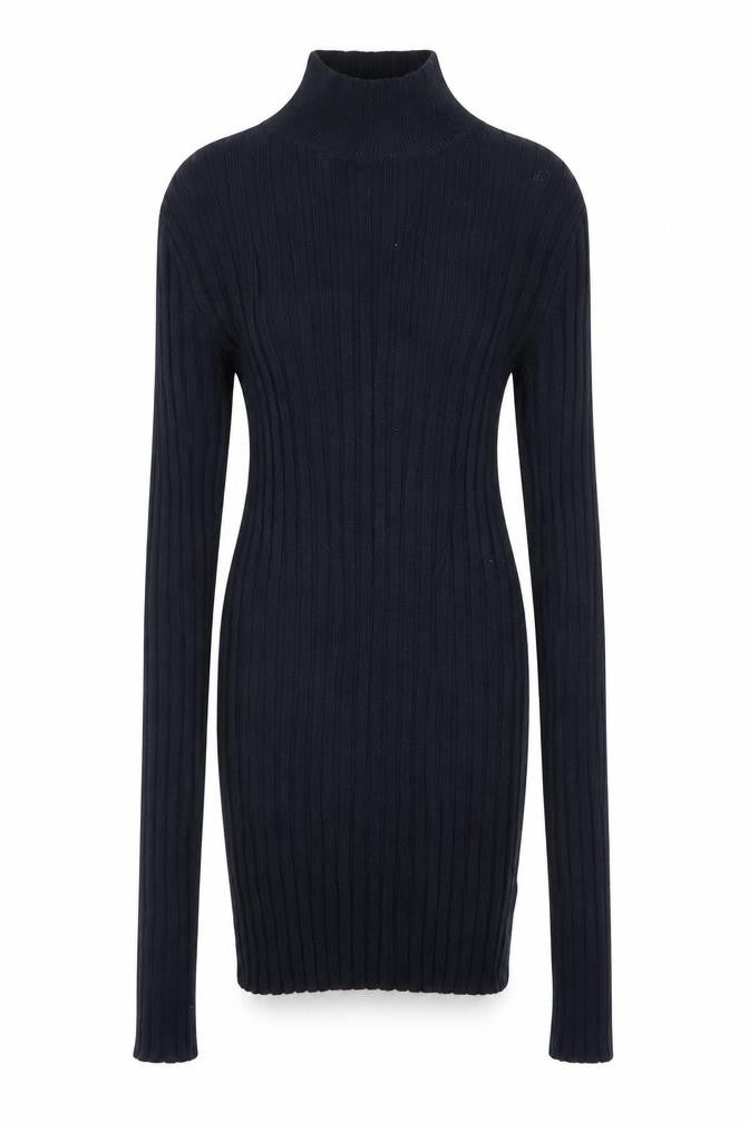 Front view of Next women’s blue round neck nylon jumper, size UK 6