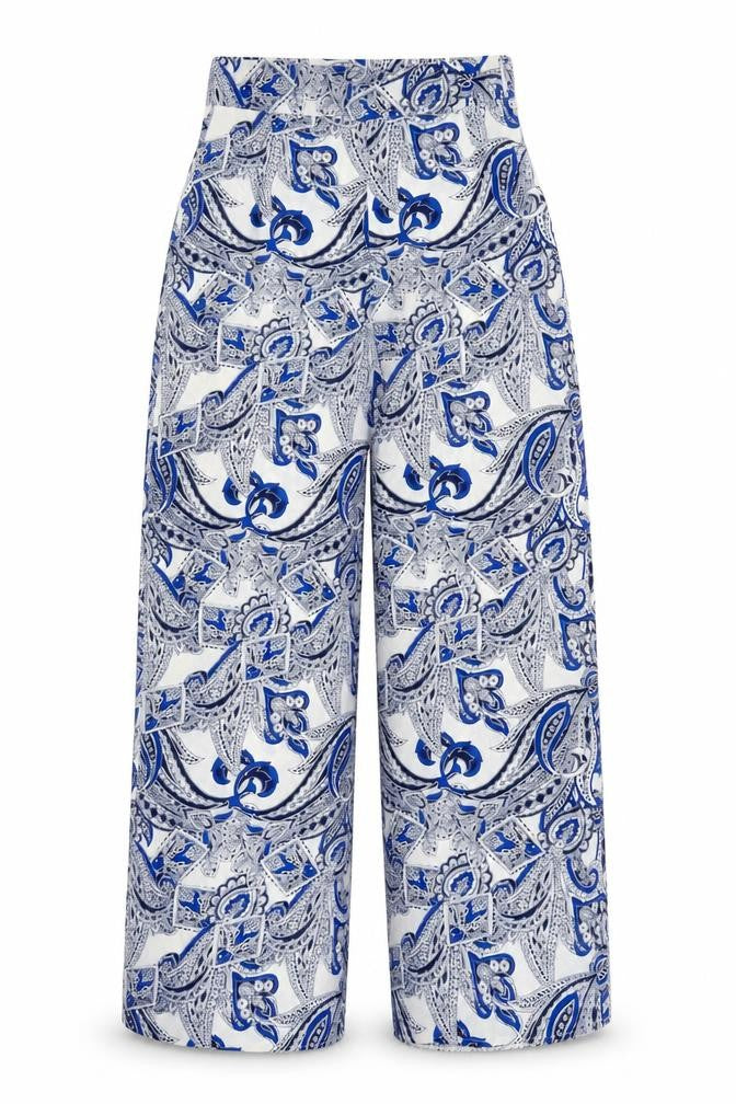 Love Womens Blue Paisley Polyester Trousers  Size S L30 in Regular Zip
