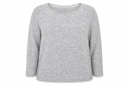 Front view of George women’s grey round neck polyester jumper, size UK 18