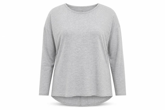 Front view of George women’s grey round neck polyester jumper, size UK 14