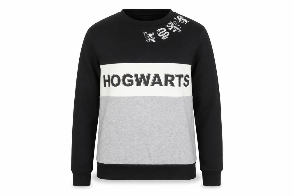 Front view of Primark women’s black cotton pullover sweatshirt size 2xs - hogwarts