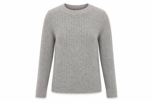 Front view of ASOS women’s grey polyester pullover sweatshirt, size UK 8, pullover