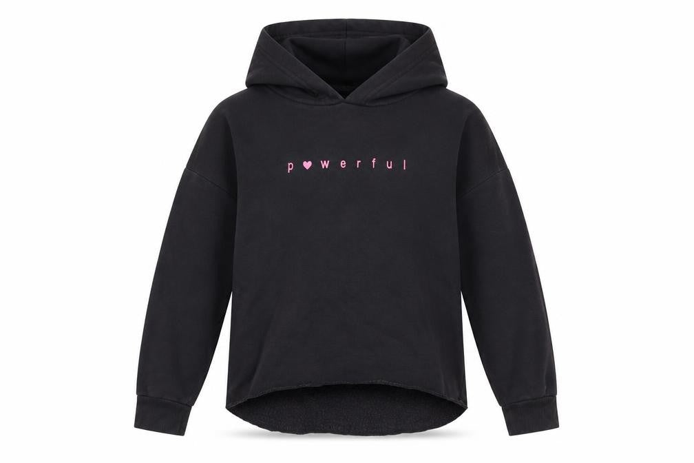 Front view of George girls’ grey cotton pullover hoodie, size 9-10, years pullover - powerful