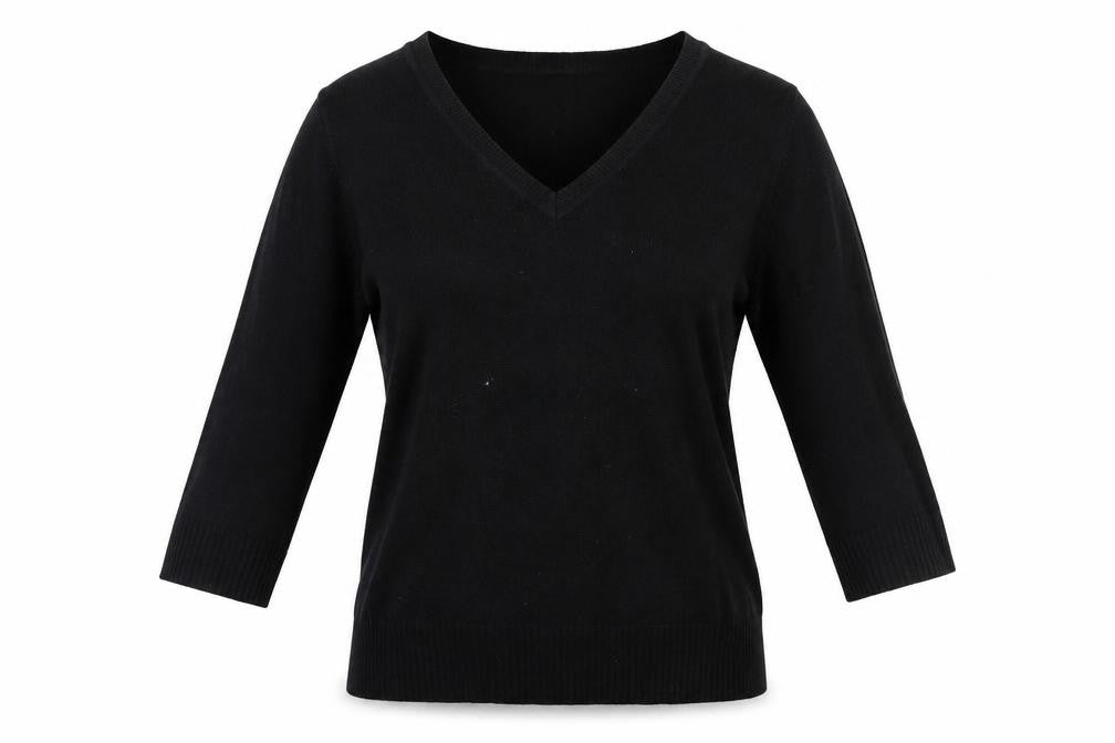 Front view of TU women’s black acrylic pullover sweatshirt, size UK 8, pullover