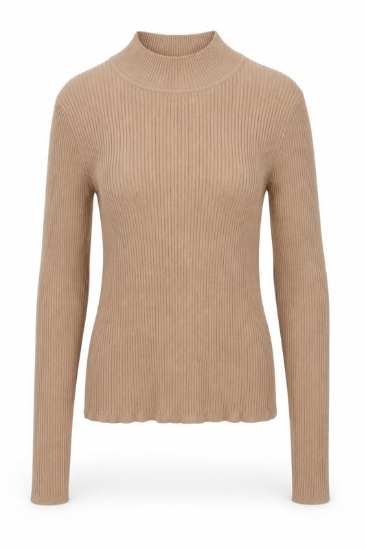 Front view of Primark women’s beige polyester pullover sweatshirt, size UK 10, pullover