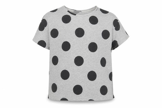 Front view of Next girls’ grey polka dot cotton top pyjama top, size 13, years