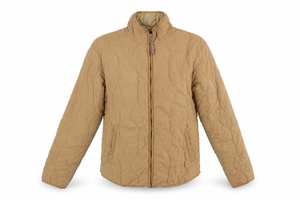 Jack Turply Womens Beige Floral  Quilted Jacket Size 12  Zip