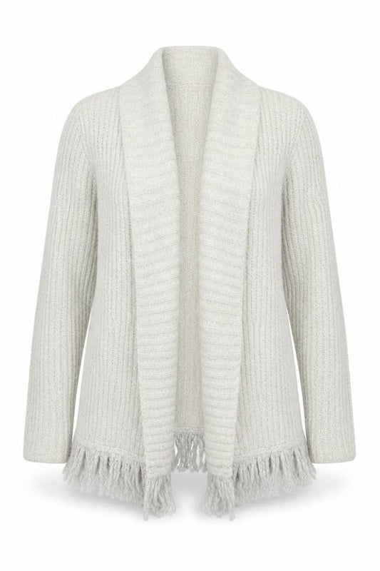 Front view of M&Co women’s grey v-neck acrylic jumper, size UK 12