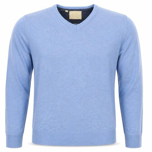 Brave Soul Mens Blue V-Neck  Acrylic Pullover Jumper Size XL