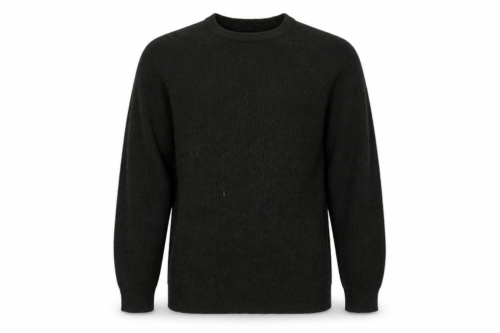 Front view of F&F men’s green crew neck polyester jumper, size S