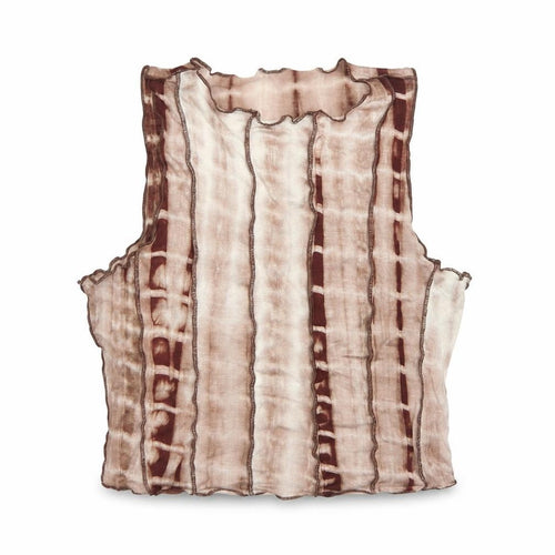 SheIn Womens Brown Striped Polyester Cropped Tank Size XS Mock Neck - Lettuce edging