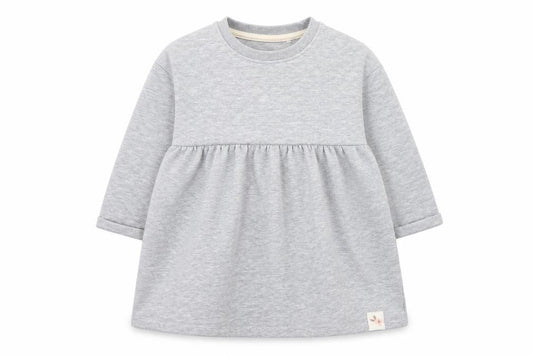 Front view of George girls’ grey cotton jumper dress, size 18, months round neck