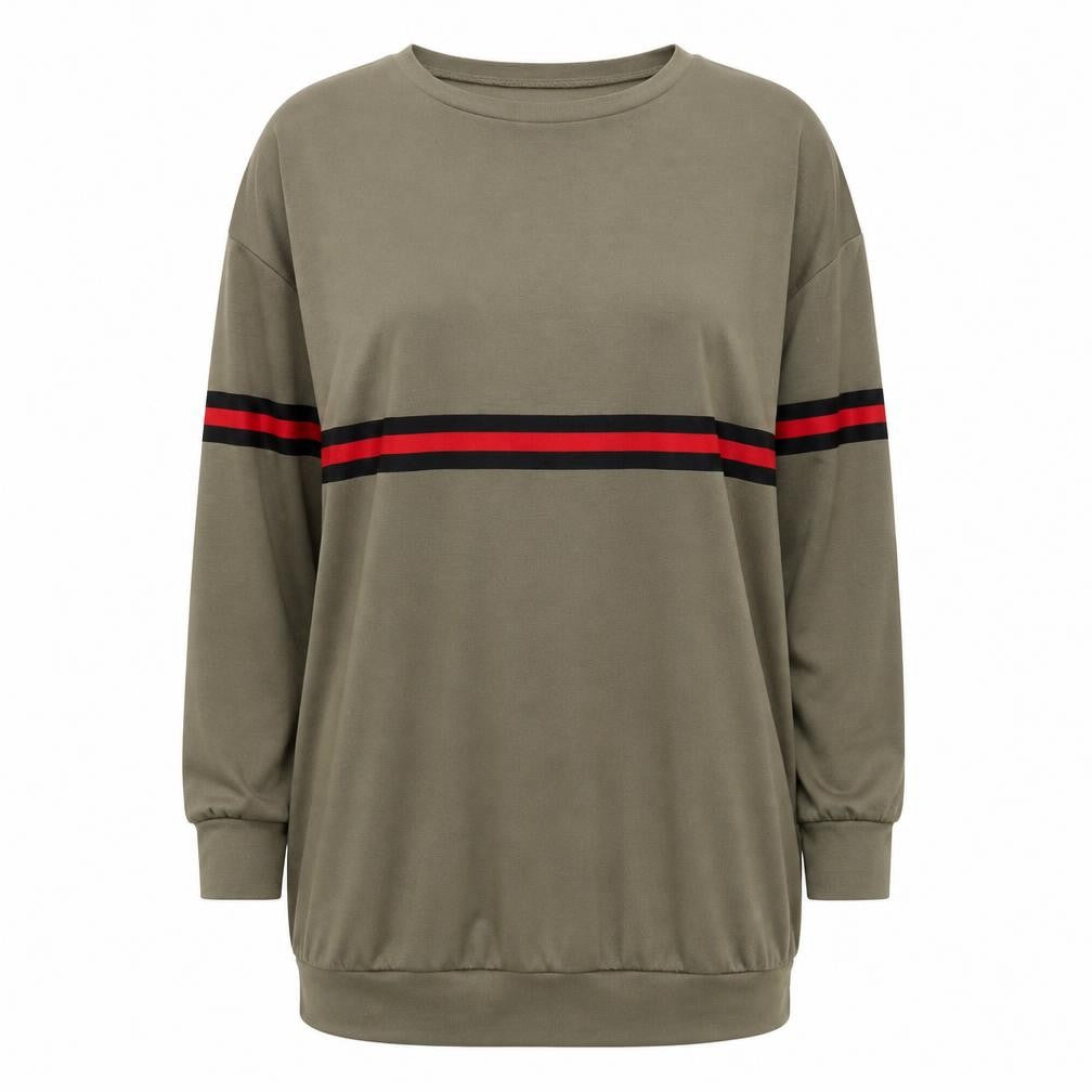 Select Womens Green Striped Polyester Pullover Sweatshirt Size 14
