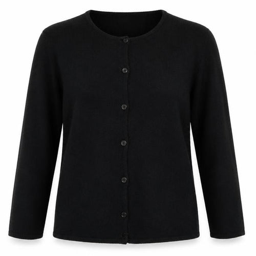 Select Womens Black Round Neck  Acrylic Cardigan Jumper Size L