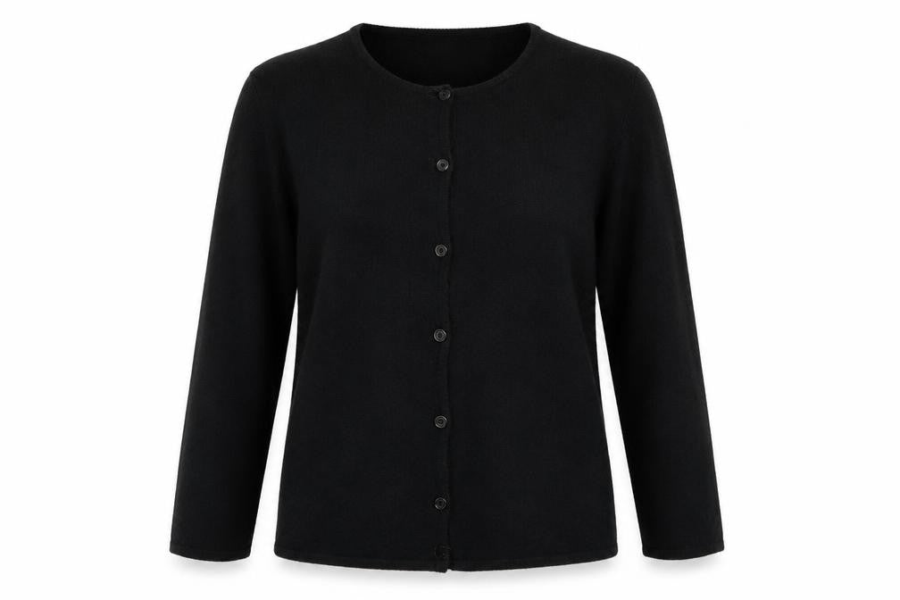Select Womens Black Round Neck  Acrylic Cardigan Jumper Size L