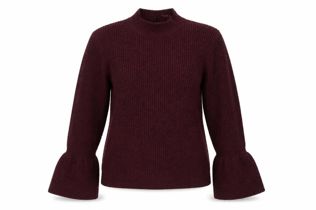 Front view of George women’s red round neck acrylic jumper, size M