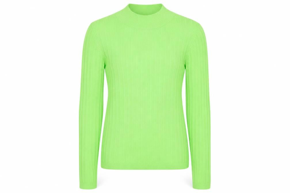 Front view of Primark women’s green mock neck polyester jumper, size XS