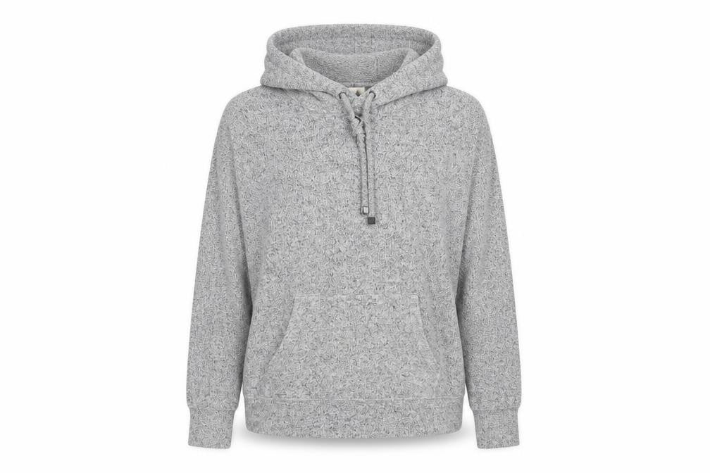 Front view of F&F women’s grey viscose pullover hoodie, size UK 10