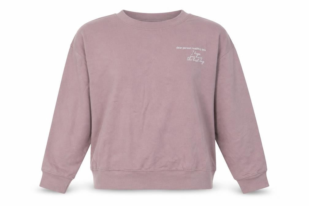 Front view of Primark women’s purple cotton pullover sweatshirt, size S