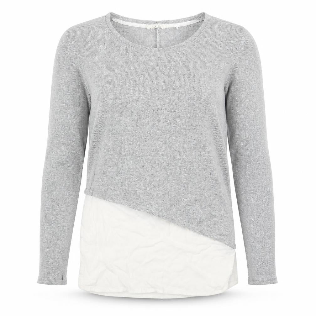 Front view of Next women’s silver round neck viscose jumper, size UK 8