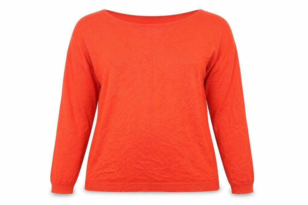 Front view of Atmosphere women’s red round neck viscose jumper, size UK 14