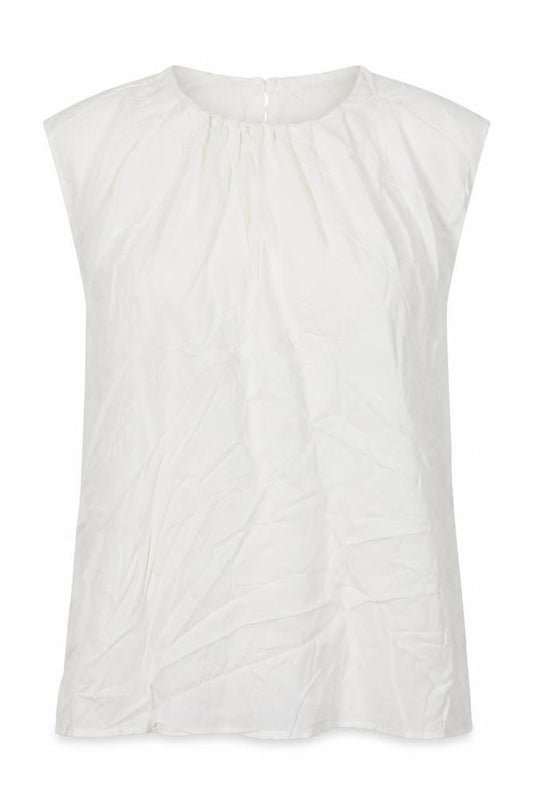 Front view of AX Paris women’s white polyester basic tank, size UK 8, round neck