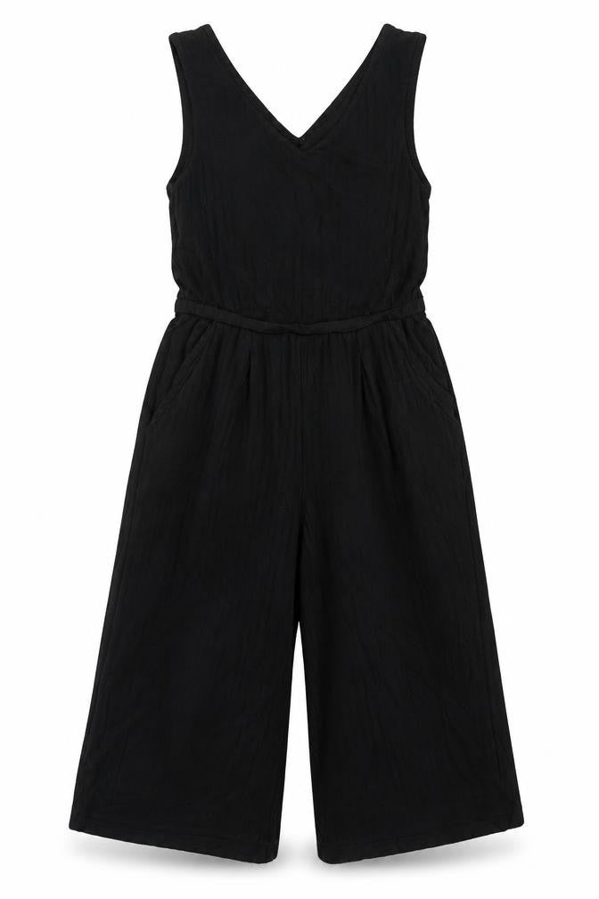Front view of RESERVED girls’ black viscose jumpsuit one-piece, size 5, years pullover