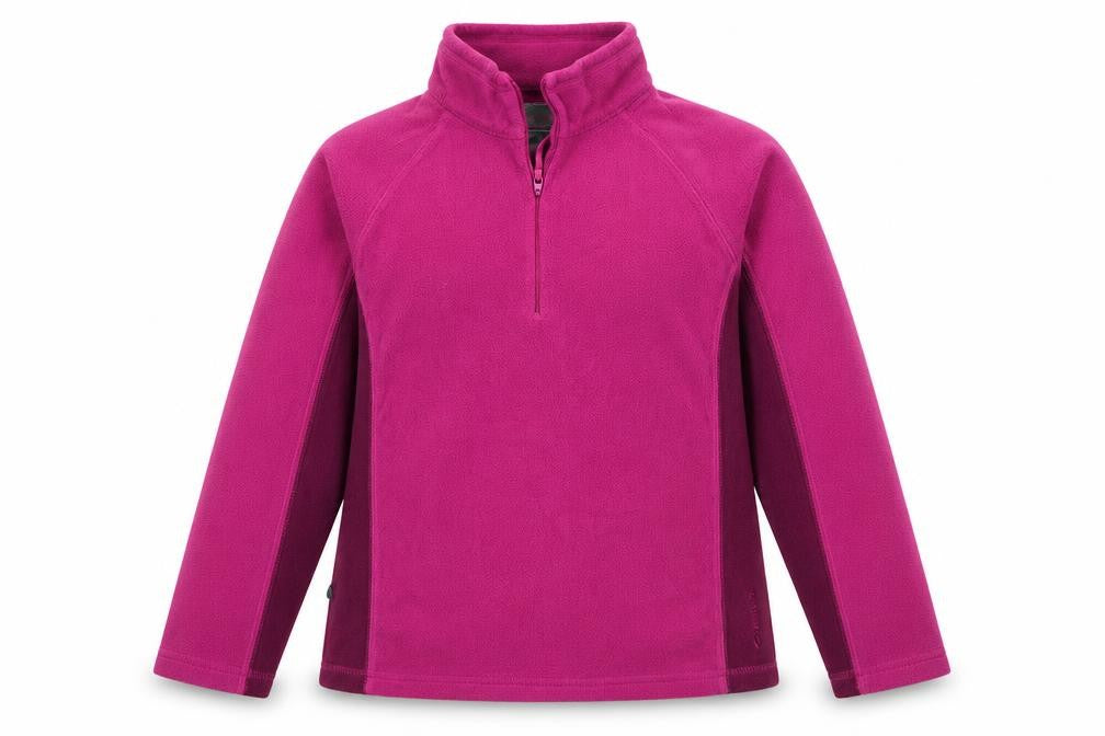 Front view of Mountain Life women’s purple colourblock polyester pullover sweatshirt, size UK 12, zip