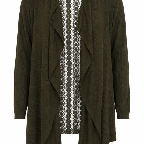 Miss Selfridge Womens Green Round Neck  Acrylic Cardigan Jumper Size S   - Lace back Detail