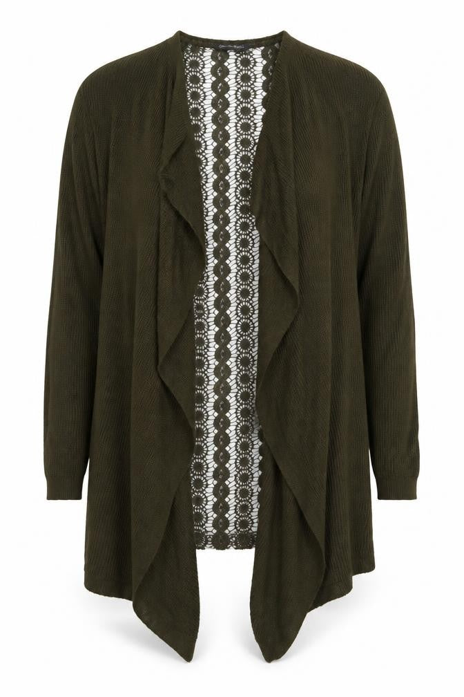 Miss Selfridge Womens Green Round Neck  Acrylic Cardigan Jumper Size S   - Lace back Detail