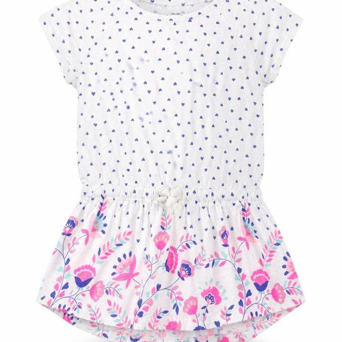 OshKosh Girls White Spotted Cotton Basic T-Shirt Size 6 Years Crew Neck  - Peplum