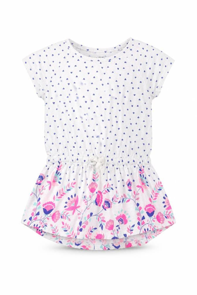 OshKosh Girls White Spotted Cotton Basic T-Shirt Size 6 Years Crew Neck  - Peplum