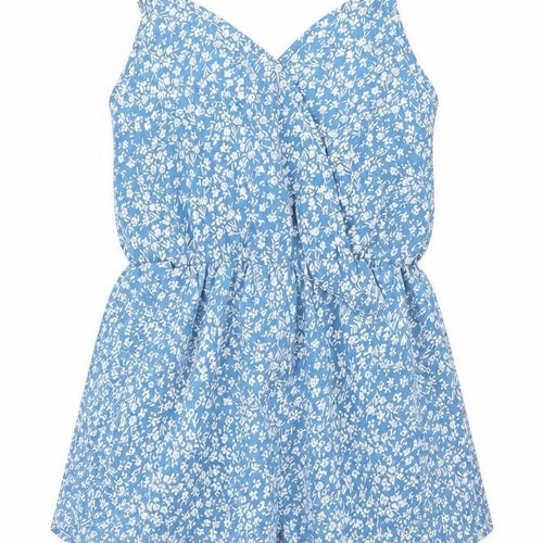 SheIn Girls Blue Floral Polyester Romper One-Piece Size 8 Years