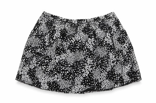 Front view of Marks & Spencer girls’ black floral viscose mini skirt, size 7, years regular
