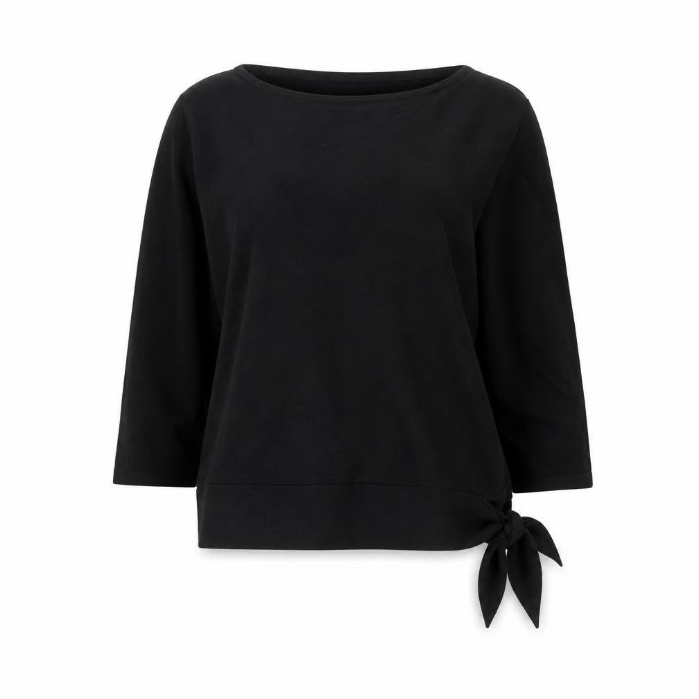 Front view of Platinum women’s black round neck viscose jumper, size M