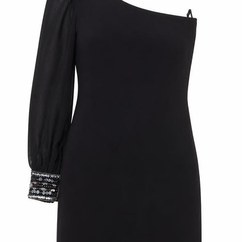 Jane Norman Womens Black  Cotton Sheath  Size 6  Off the Shoulder